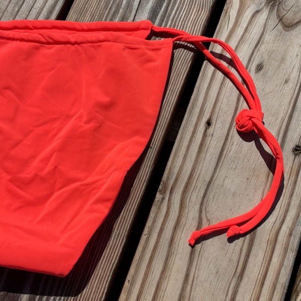 NWT Good American Tiny Ties Bikini Bottoms In Hot Coral Size 3/ L - Picture 6 of 12
